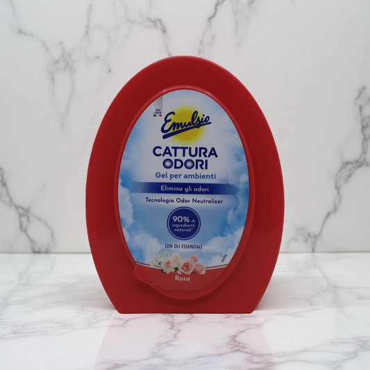 Emulsio Cattura Odori Roso 150 g – eko gelový pohlcovač pachů s vůní růže, ideální pro domácnosti se zvířaty