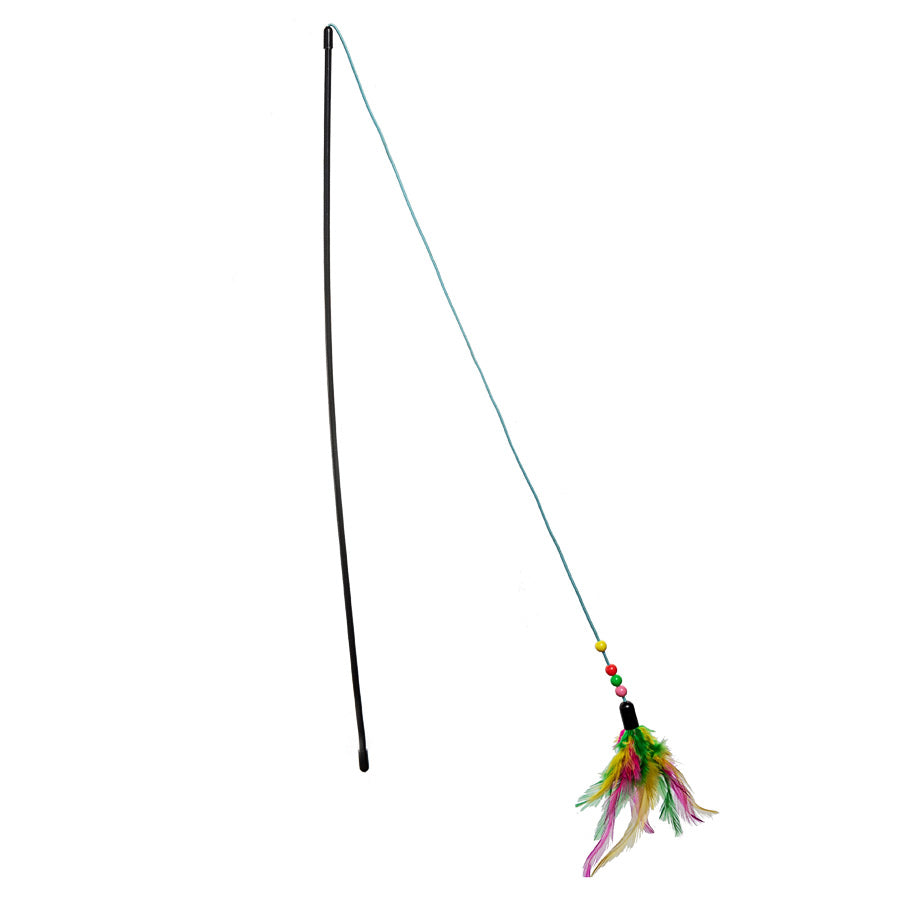 Rod with coloured feathers