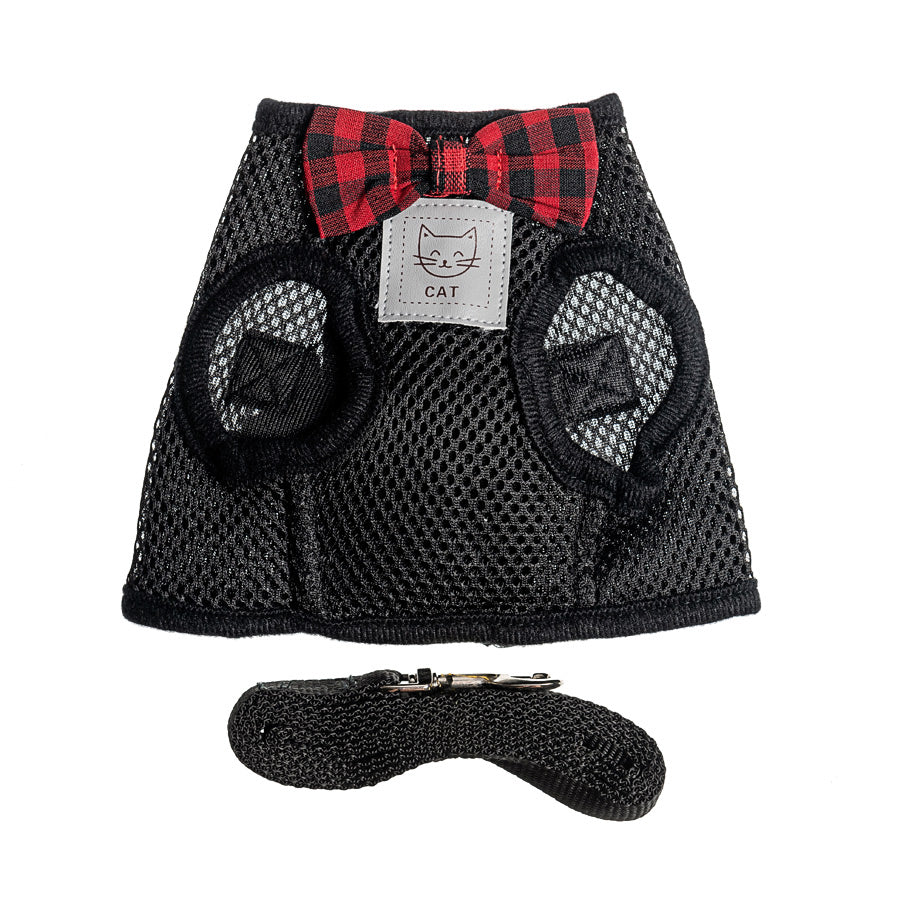 Leash with checkered bow